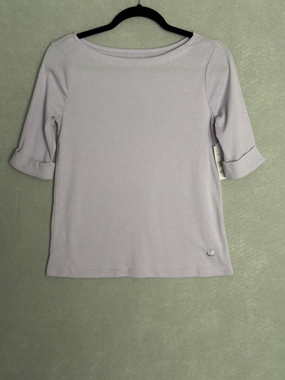 Gloria Vanderbilt Alanis Knit T-Shirt Elbow Sleeve Lilac Dream Women's XS NEW